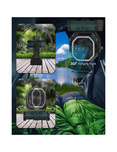 Ventilador de Camping ADUST F6 Recargable 20000mAh Oscilante