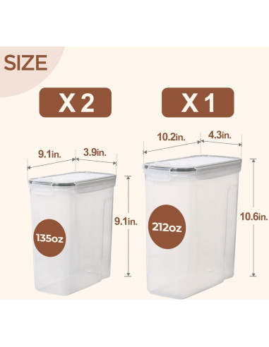 Juego de 3 Contenedores Herméticos ComSaf 6L y 4L para Cereal