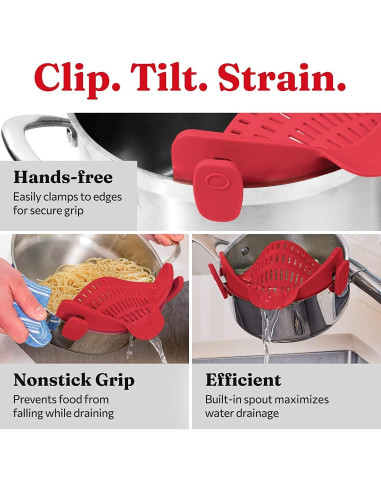 Colador Ajustable de Silicona Genérico Rojo Resistente al Calor