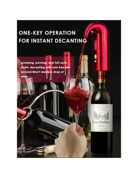 Aerador de Vino Eléctrico Toyarata Rojo 750ml Accesorios