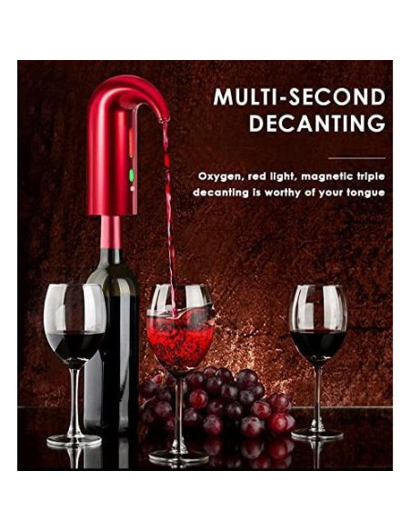 Aerador de Vino Eléctrico Toyarata Rojo 750ml Accesorios