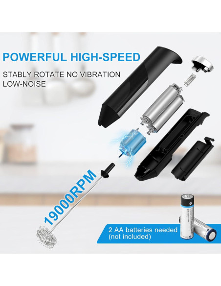 Batidor de Leche Eléctrico PACAHO Doble Varilla Acero Inoxidable