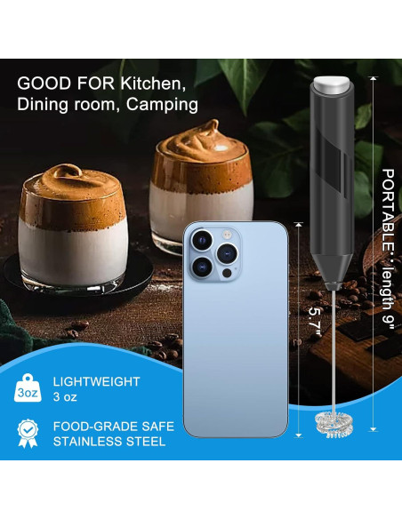 Batidor de Leche Eléctrico PACAHO Doble Varilla Acero Inoxidable