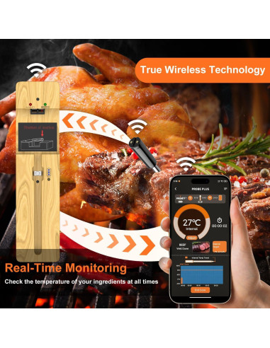 Termómetro de Carne Inalámbrico MOGUNDAM con Sonda Cerámica