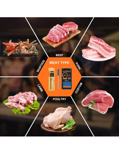 Termómetro de Carne Inalámbrico MOGUNDAM con Sonda Cerámica