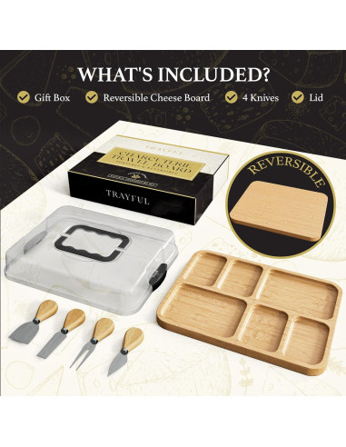 Tabla de Charcutería Portátil Trayful con Tapa 2 en 1 - Madera de Bambú