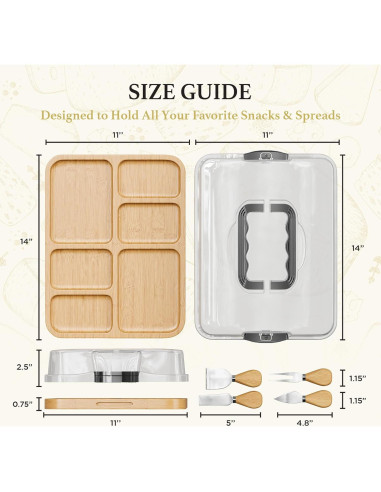 Tabla de Charcutería Portátil Trayful con Tapa 2 en 1 - Madera de Bambú
