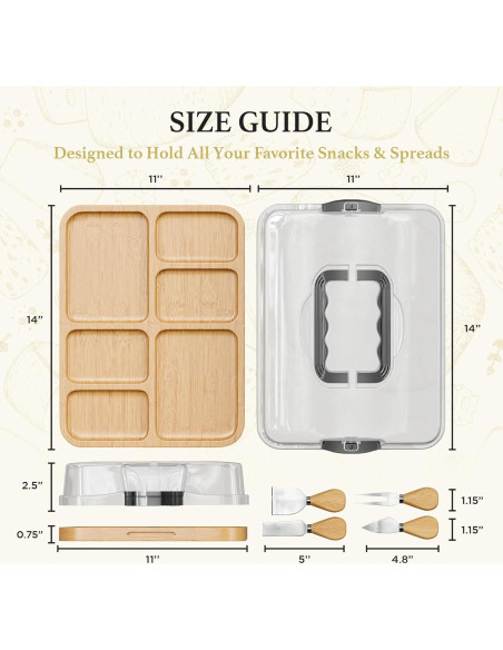 Tabla de Charcutería Portátil Trayful con Tapa 2 en 1 - Madera de Bambú