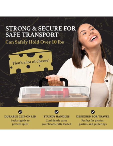 Tabla de Charcutería Portátil Trayful con Tapa 2 en 1 - Madera de Bambú
