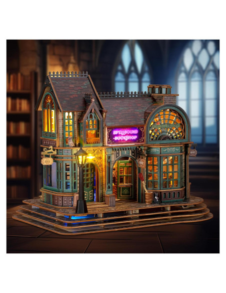 Rompecabezas 3D de Madera FUNPOLA Librería Mágica LED