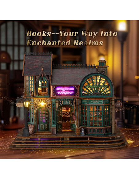 Rompecabezas 3D de Madera FUNPOLA Librería Mágica LED