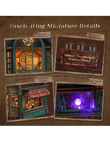 Rompecabezas 3D de Madera FUNPOLA Librería Mágica LED