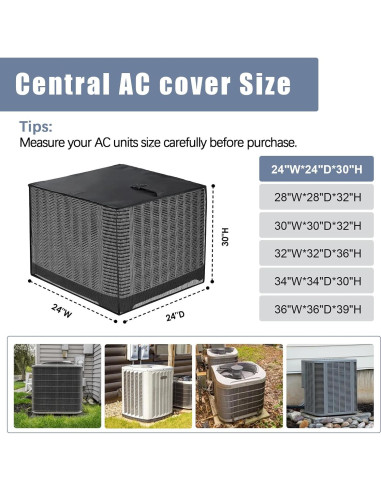 Cubierta de Aire Acondicionado Exterior SUNICO 61x61x76 cm Negra