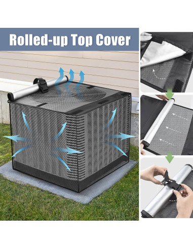 Cubierta de Aire Acondicionado Exterior SUNICO 61x61x76 cm Negra