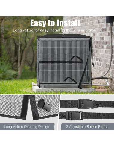 Cubierta de Aire Acondicionado Exterior SUNICO 61x61x76 cm Negra