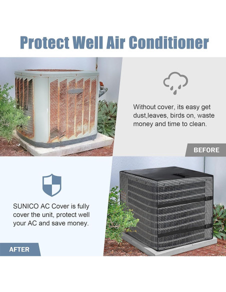 Cubierta de Aire Acondicionado Exterior SUNICO 61x61x76 cm Negra Cubierta de Aire Acondicionado Exterior SUNICO 61x61x76 cm Negra