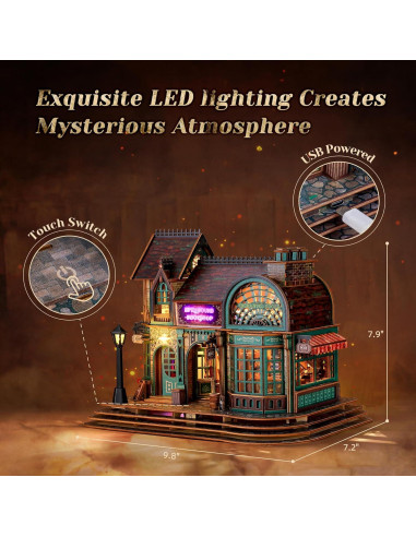 Rompecabezas 3D de Madera FUNPOLA Librería Mágica LED