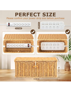 Caja Organizadora de Cables Natural 31.75x12.95cm Ratan Tejido 2