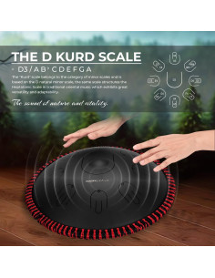 Tambor Handpan MOOZICA 14" 17 Notas D-Kurd Negro con Bolsa 2