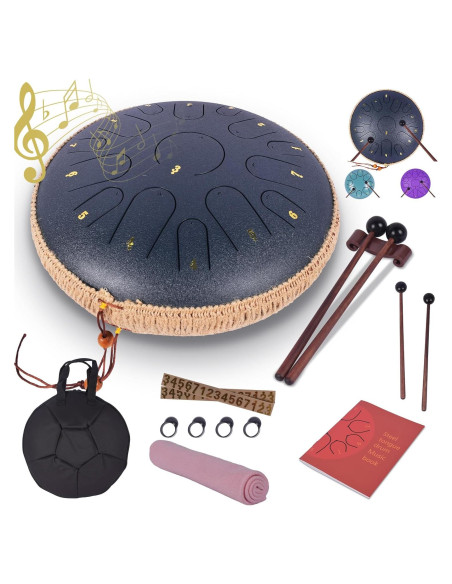 Tambor de Lengua de Acero Heyfriday 35.56 cm 15 Notas Azul Marino