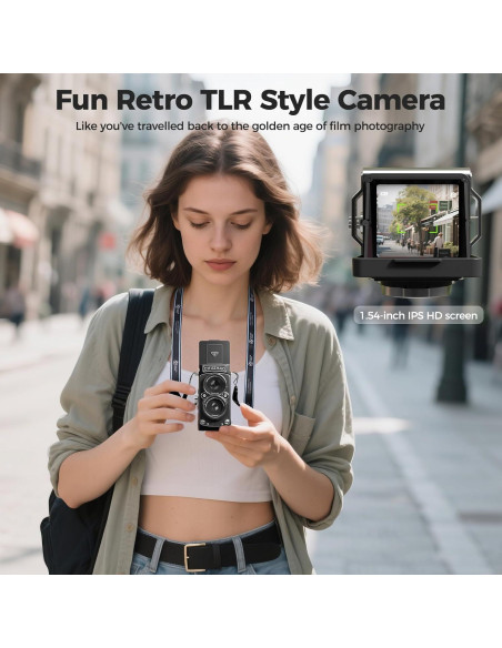 Cámara Digital Chocapt Retro TLR 12MP 1080P con Tarjeta 16GB