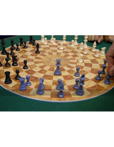 Ajedrez para 3 Personas - Tablero Redondo 48 Piezas PVC