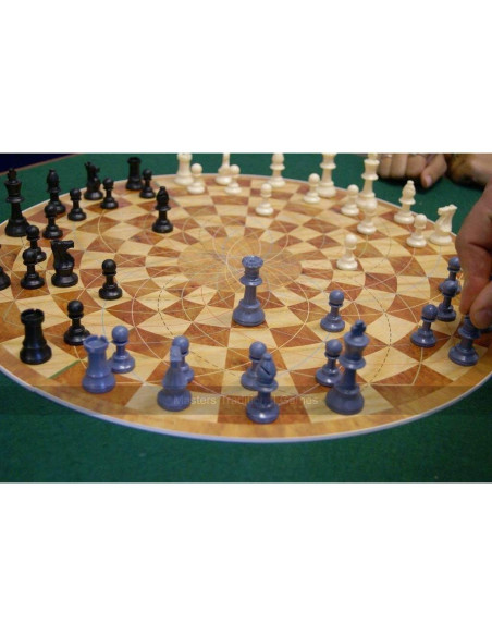 Ajedrez para 3 Personas - Tablero Redondo 48 Piezas PVC