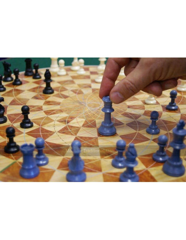 Ajedrez para 3 Personas - Tablero Redondo 48 Piezas PVC
