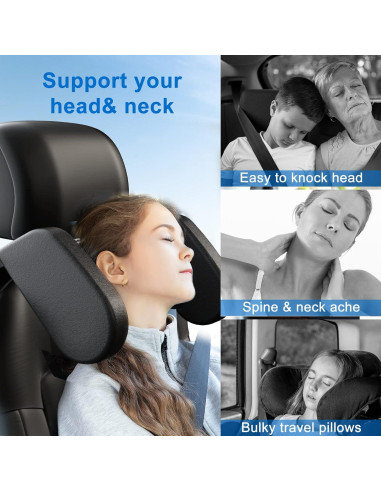 Almohada ajustable para reposacabezas Heapany - Negro