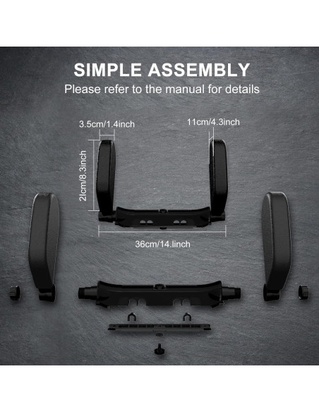 Almohada ajustable para reposacabezas Heapany - Negro