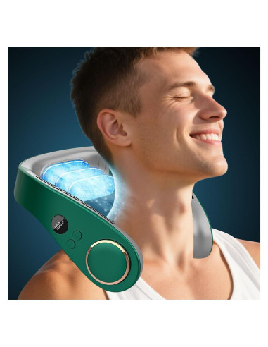 Acondicionador de Aire de Cuello QMKKX Verde Portátil Batería Recargable