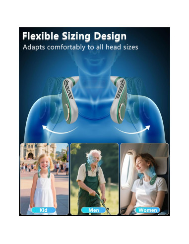 Acondicionador de Aire de Cuello QMKKX Verde Portátil Batería Recargable