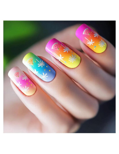 Uñas Postizas Cortas NGMATY Fuegos Artificiales 24PCS