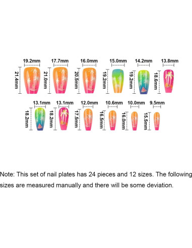 Uñas Postizas Cortas NGMATY Fuegos Artificiales 24PCS