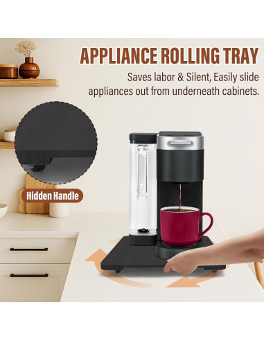 Bandeja Deslizante 360 JAYOBGO para Cafetera Negra Mediana