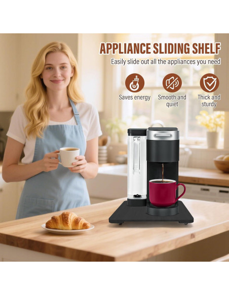 Bandeja Deslizante 360 JAYOBGO para Cafetera Negra Mediana