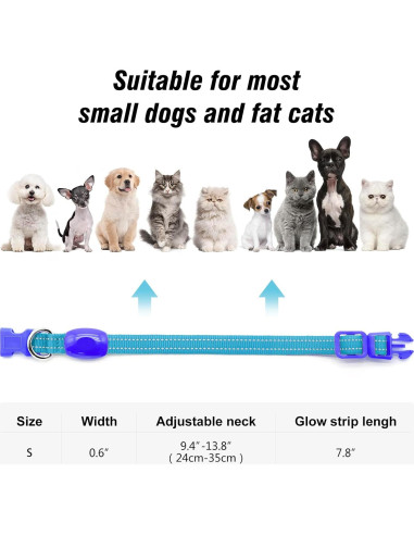 Collar LED Recargable para Perros Pequeños Visinite Azul
