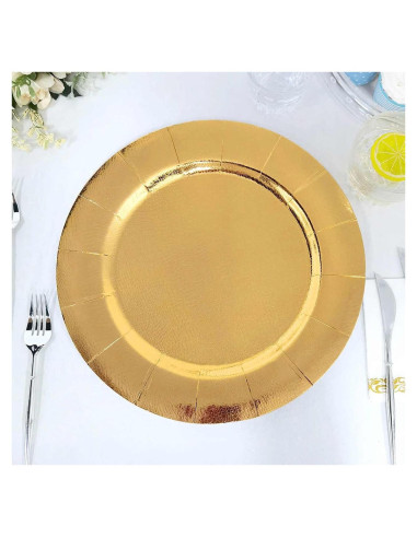 Platos Cargadores Desechables Efavormart 33 cm Dorados - 10 Unidades