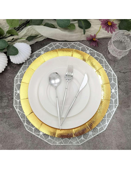 Platos Cargadores Desechables Efavormart 33 cm Dorados - 10 Unidades