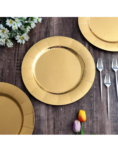 Platos Cargadores Desechables Efavormart 33 cm Dorados - 10 Unidades