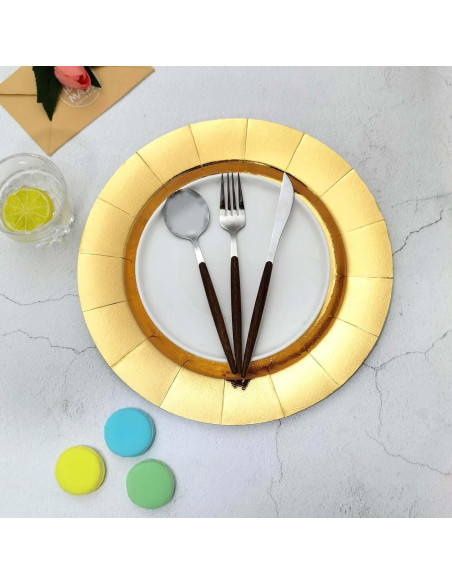 Platos Cargadores Desechables Efavormart 33 cm Dorados - 10 Unidades