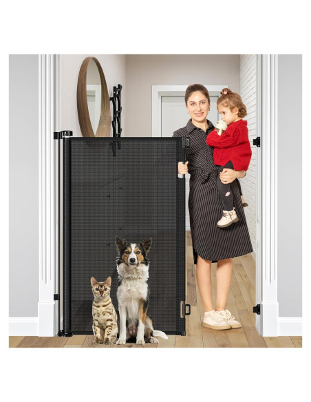 Puerta Retráctil para Mascotas Bingguz 1.22m x 1.40m Negra Puerta Retráctil para Mascotas Bingguz 1.22m x 1.40m Negra