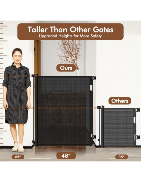 Puerta Retráctil para Mascotas Bingguz 1.22m x 1.40m Negra Puerta Retráctil para Mascotas Bingguz 1.22m x 1.40m Negra