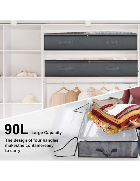 Contenedores de Almacenamiento Bajo la Cama BiCINE 90L - 4 Piezas