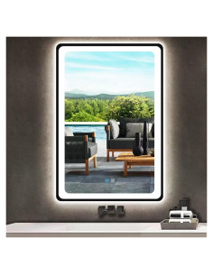 Espejo LED Inteligente MEIOUKA 90x60 cm Negro Regulable
