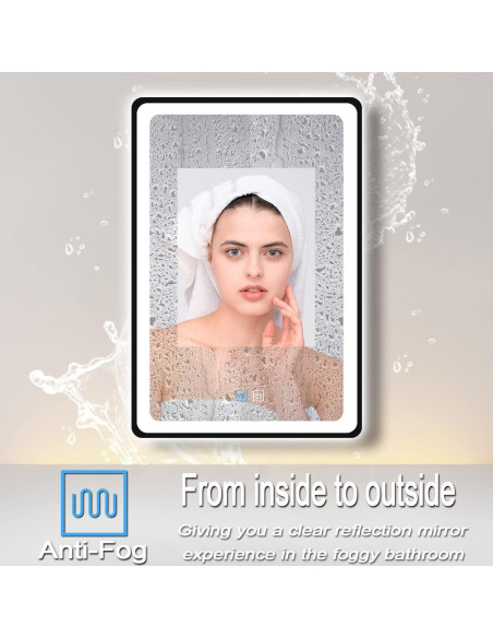 Espejo LED Inteligente MEIOUKA 90x60 cm Negro Regulable Espejo LED Inteligente MEIOUKA 90x60 cm Negro Regulable