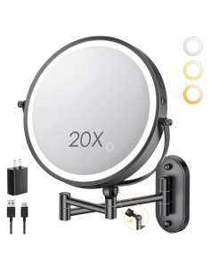 Espejo de Maquillaje Iluminado ZLOKLA 22.86 cm Doble Cara 1X/20X