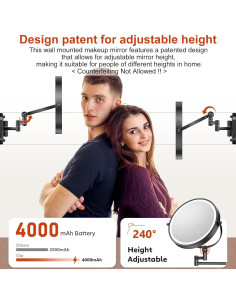 Espejo de Maquillaje Iluminado ZLOKLA 22.86 cm Doble Cara 1X/20X 2