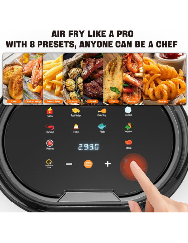 Freidora de aire Kaitol KAF002 de 6.5L con vidrio visible 8 en 1