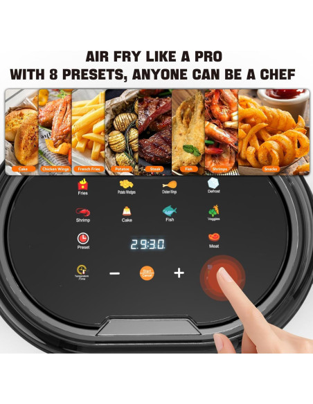 Freidora de aire Kaitol KAF002 de 6.5L con vidrio visible 8 en 1